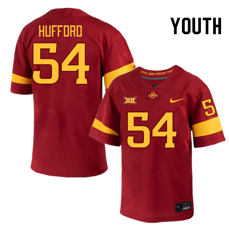 Youth #54 Jarrod Hufford Iowa State Cyclones College Football Jerseys Stitched-Cardinal